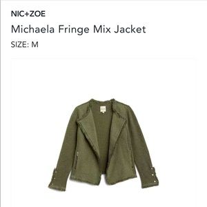 NWT Nic+Zoe Olive Jacket, Michaela Fringe Mix. Size  Medium